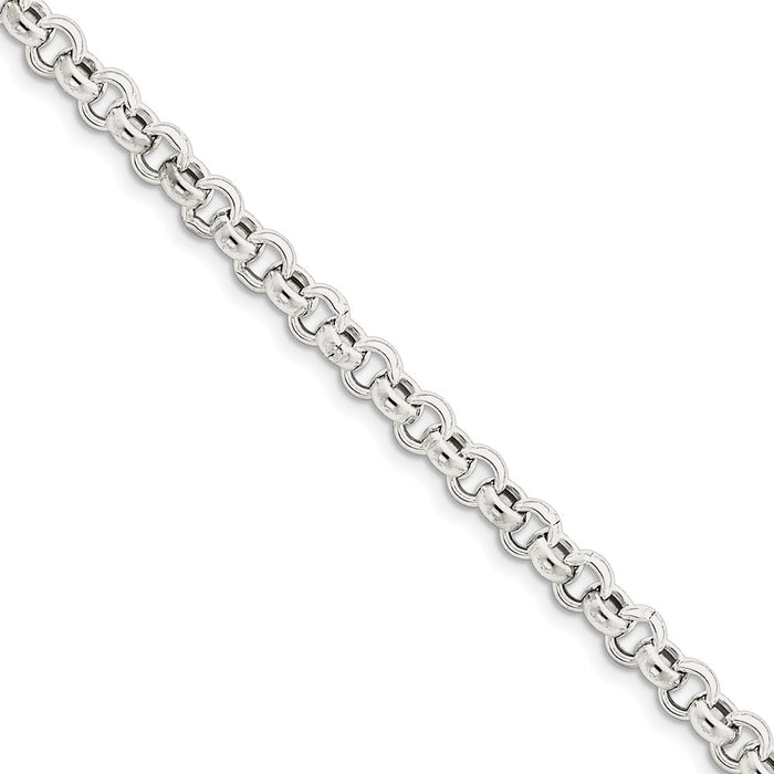 Million Charms 925 Sterling Silver 6.5mm Rolo Chain, Chain Length: 8 inches