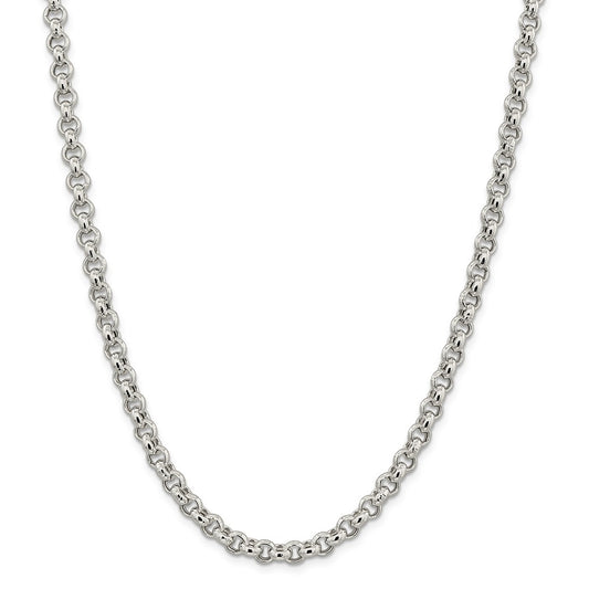 Million Charms 925 Sterling Silver 6.5mm Rolo Chain, Chain Length: 24 inches