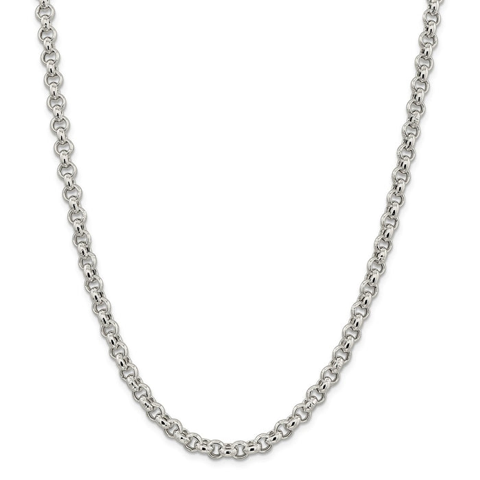 Million Charms 925 Sterling Silver 6.5mm Rolo Chain, Chain Length: 24 inches