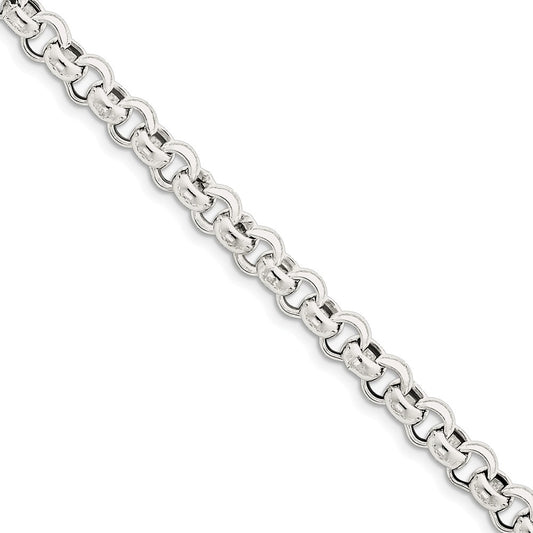 Million Charms 925 Sterling Silver 7.75mm Rolo Chain, Chain Length: 7 inches