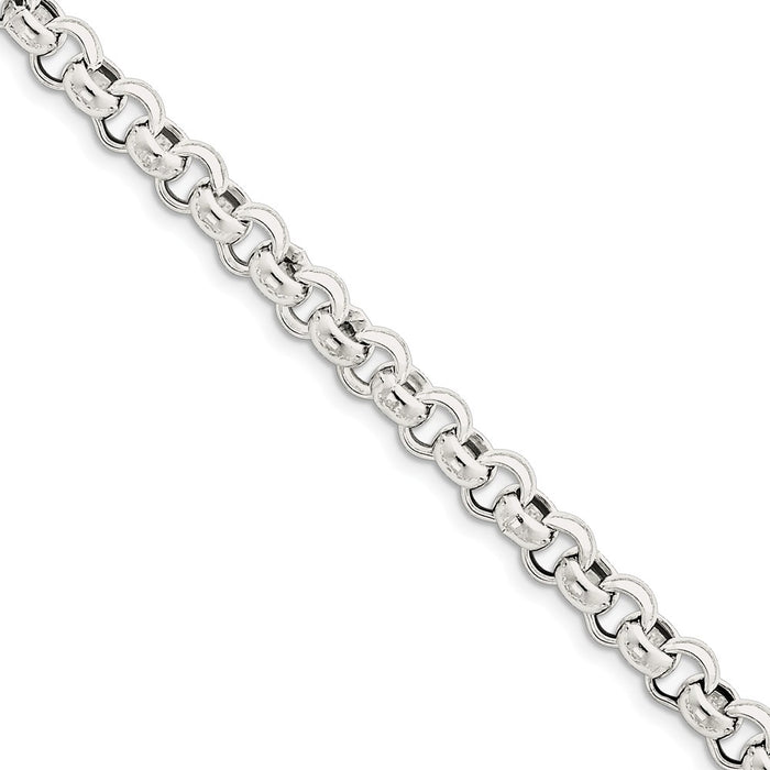 Million Charms 925 Sterling Silver 7.75mm Rolo Chain, Chain Length: 8 inches