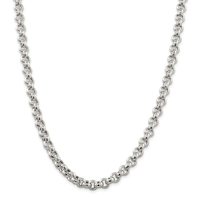 Million Charms 925 Sterling Silver 7.75mm Rolo Chain, Chain Length: 18 inches