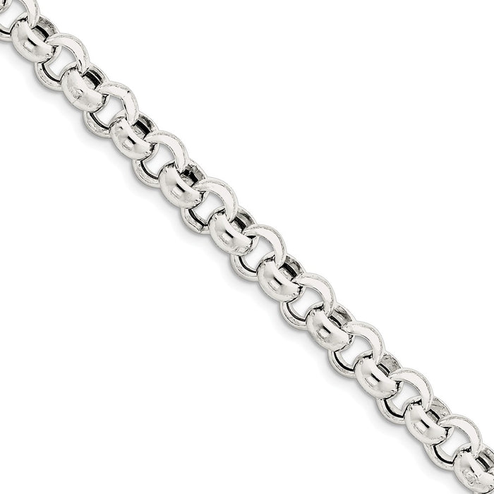 Million Charms 925 Sterling Silver 9.5mm Rolo Bracelet, Chain Length: 7.5 inches