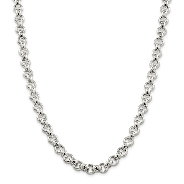 Million Charms 925 Sterling Silver 9.5mm Rolo Chain, Chain Length: 20 inches