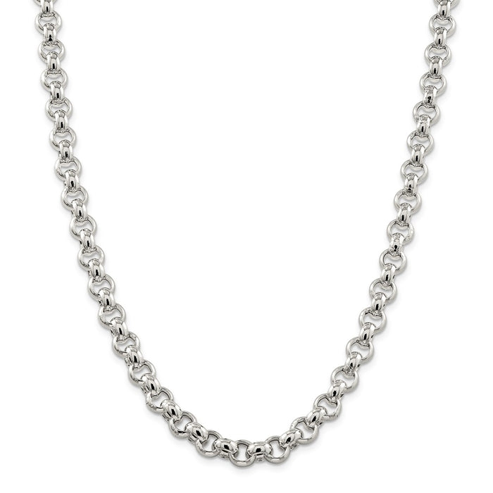 Million Charms 925 Sterling Silver 9.5mm Rolo Chain, Chain Length: 24 inches
