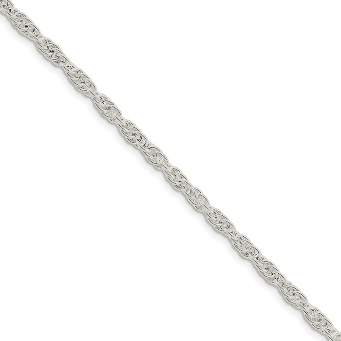 Million Charms 925 Sterling Silver 4mm Hollow Loose Rope Chain, Chain Length: 8 inches