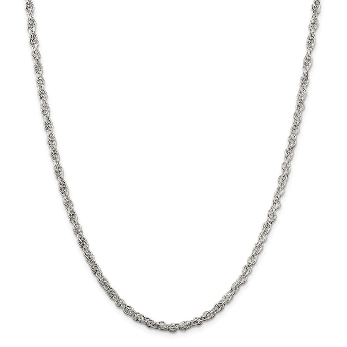 Million Charms 925 Sterling Silver 4mm Hollow Loose Rope Chain, Chain Length: 24 inches