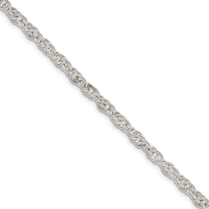 Million Charms 925 Sterling Silver 5mm Hollow Loose Rope Chain, Chain Length: 7 inches