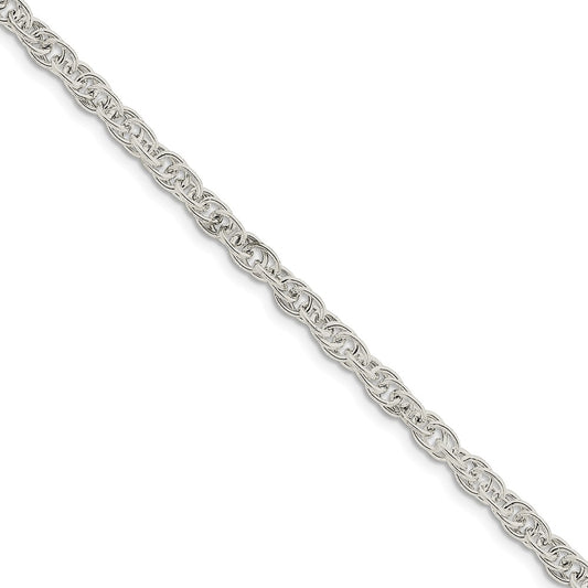 Million Charms 925 Sterling Silver 5mm Hollow Loose Rope Chain, Chain Length: 8 inches
