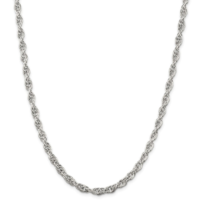 Million Charms 925 Sterling Silver 5mm Hollow Loose Rope Chain, Chain Length: 24 inches