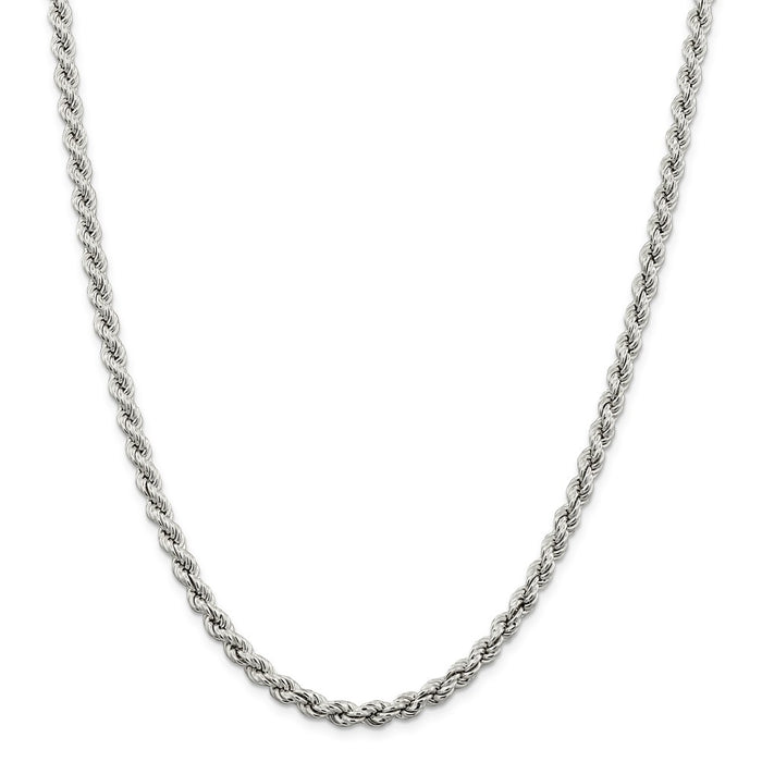 Million Charms 925 Sterling Silver 5.3mm Hollow Rope Chain, Chain Length: 24 inches