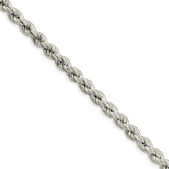 Million Charms 925 Sterling Silver 6.4mm Hollow Rope Chain, Chain Length: 8 inches