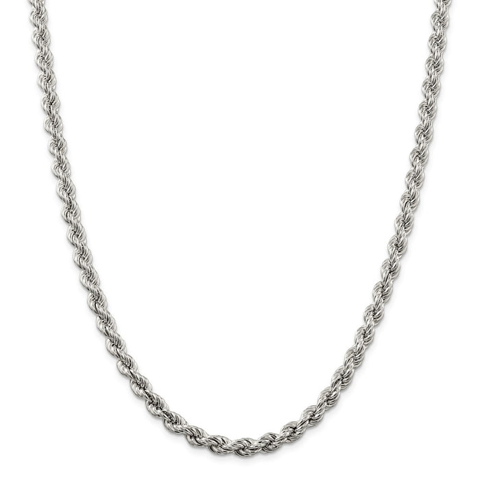 Million Charms 925 Sterling Silver 6.4mm Hollow Rope Chain, Chain Length: 24 inches