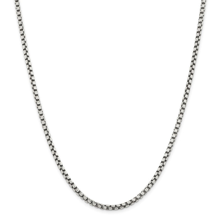Million Charms 925 Sterling Silver 3.5mm Antiqued Fancy Chain, Chain Length: 20 inches