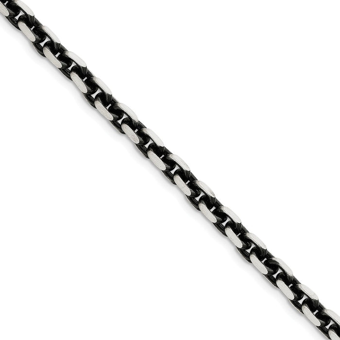 Million Charms 925 Sterling Silver 5.6mm Antiqued Cable Bracelet, Chain Length: 8.5 inches