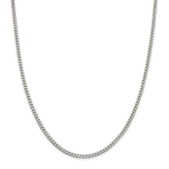 Million Charms 925 Sterling Silver Polished 3.15mm Curb Chain, Chain Length: 30 inches