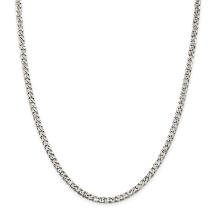 Million Charms 925 Sterling Silver Polished 3.7mm Curb Chain, Chain Length: 30 inches