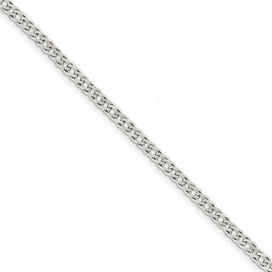Million Charms 925 Sterling Silver 4.25mm Double 6 Side Diamond Cut Flat Link Chain, Chain Length: 7 inches