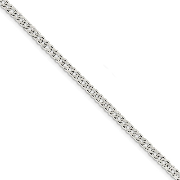 Million Charms 925 Sterling Silver 4.25mm Double 6 Side Diamond Cut Flat Link Chain, Chain Length: 7 inches