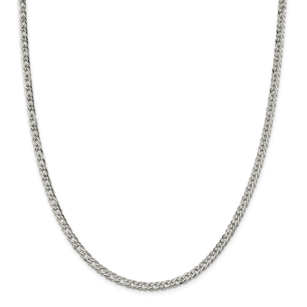 Million Charms 925 Sterling Silver 4.25mm Double 6 Side Diamond-Cut Flat Link Chain, Chain Length: 18 inches