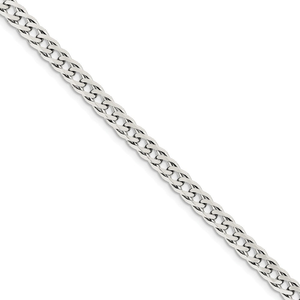 Million Charms 925 Sterling Silver 6.25mm Double 6 Side Diamond Cut Flat Link Chain, Chain Length: 8 inches