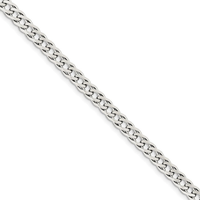 Million Charms 925 Sterling Silver 6.25mm Double 6 Side Diamond Cut Flat Link Chain, Chain Length: 7 inches