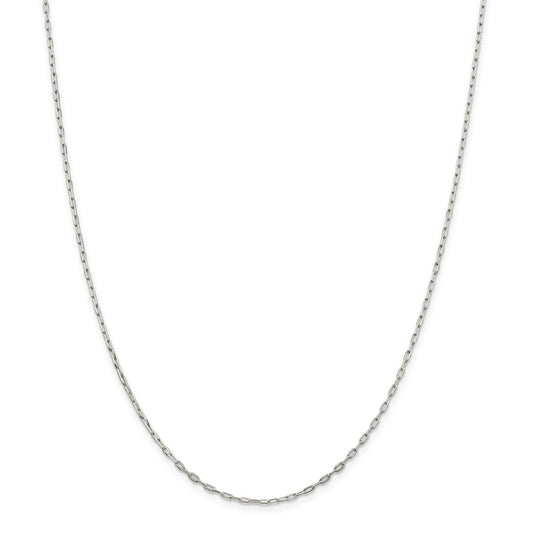 Million Charms 925 Sterling Silver 1.75mm Elongated Open Link Chain, Chain Length: 24 inches