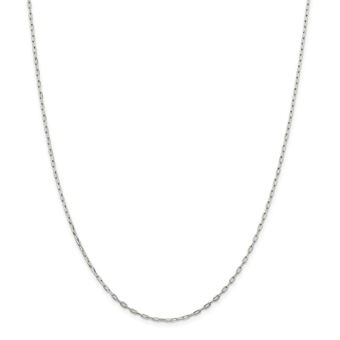 Million Charms 925 Sterling Silver 1.75mm Elongated Open Link Chain, Chain Length: 24 inches