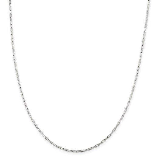 Million Charms 925 Sterling Silver 2mm Elongated Open Link Chain, Chain Length: 16 inches