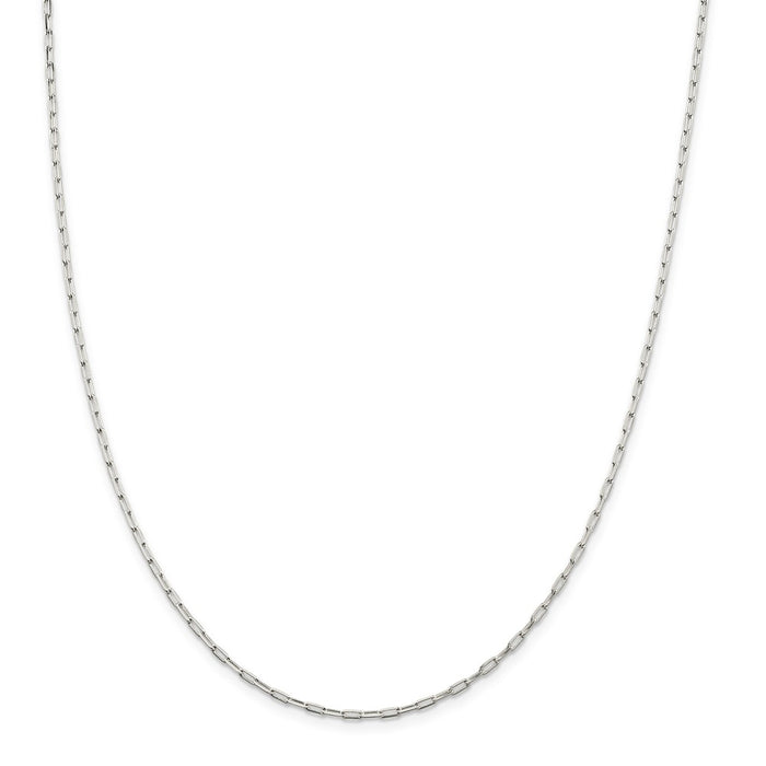 Million Charms 925 Sterling Silver 2mm Elongated Open Link Chain, Chain Length: 30 inches