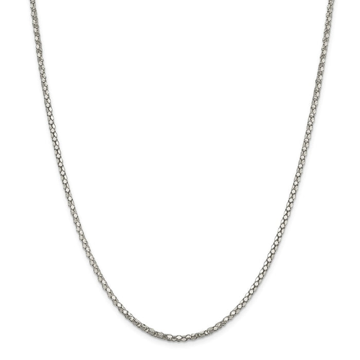 Million Charms 925 Sterling Silver Popcorn 2.50mm Chain, Chain Length: 30 inches