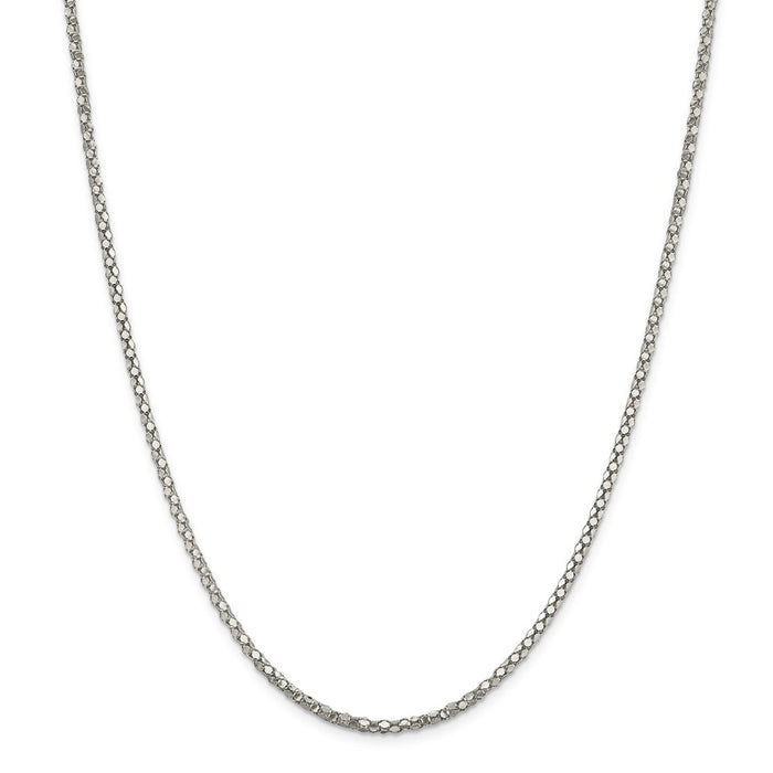 Million Charms 925 Sterling Silver Popcorn 2.50mm Chain, Chain Length: 18 inches