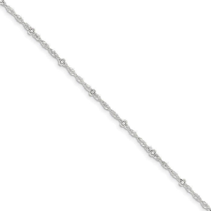 Million Charms 925 Sterling Silver 2.50mm Fancy Anklet, Chain Length: 9 inches