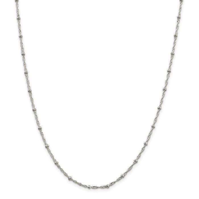 Million Charms 925 Sterling Silver 2.50mm Singapore with Beads Chain, Chain Length: 18 inches
