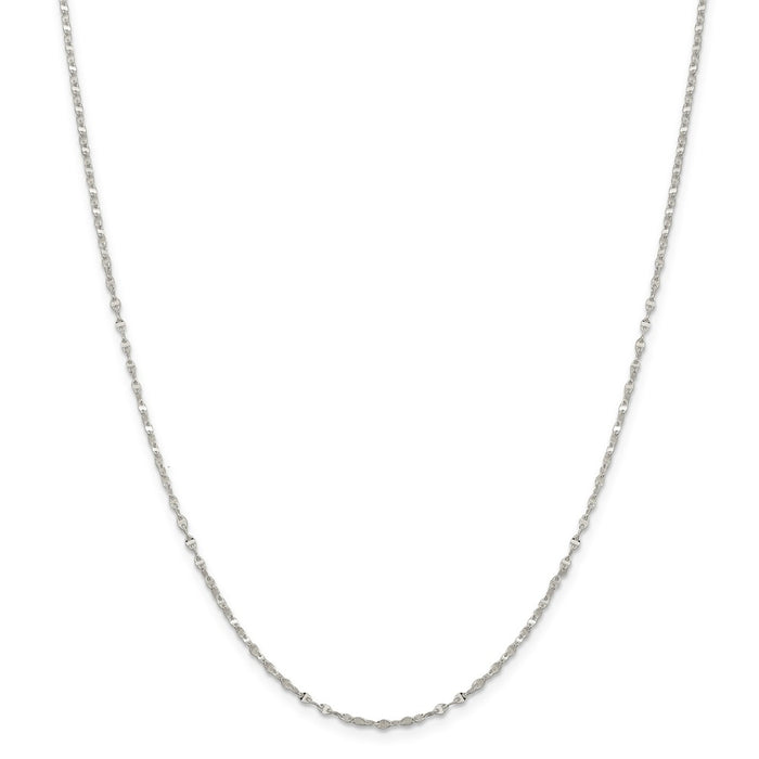 Million Charms 925 Sterling Silver 1.75mm Fancy Wave Link Chain, Chain Length: 16 inches