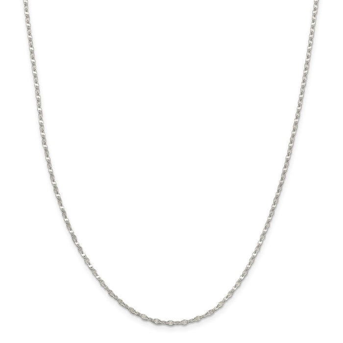 Million Charms 925 Sterling Silver 2.25mm Fancy Wave Link Chain, Chain Length: 18 inches