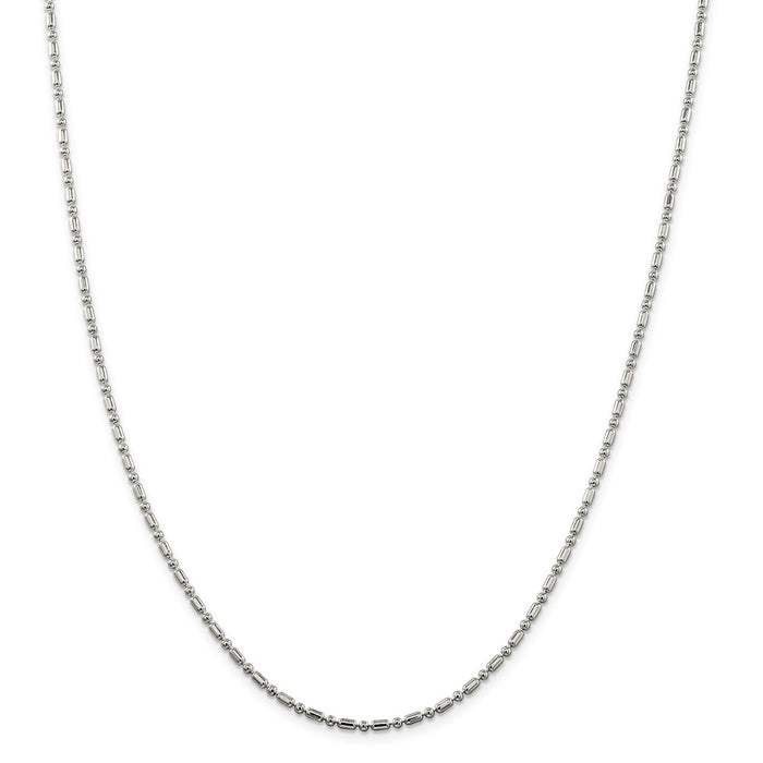 Million Charms 925 Sterling Silver 2mm Fancy Beaded Chain, Chain Length: 16 inches