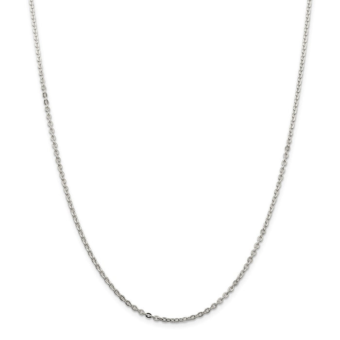 Million Charms 925 Sterling Silver 2mm Flat Cable Chain, Chain Length: 20 inches
