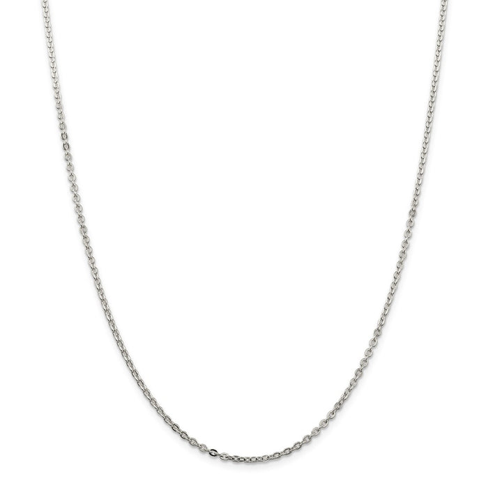 Million Charms 925 Sterling Silver 2mm Flat Cable Chain, Chain Length: 16 inches