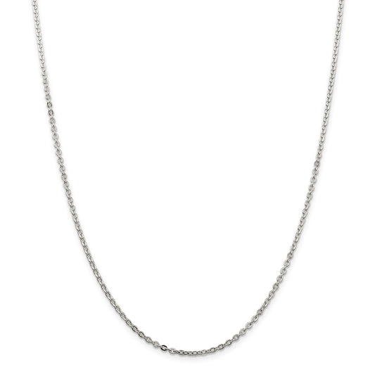 Million Charms 925 Sterling Silver 2mm Flat Cable Chain, Chain Length: 24 inches