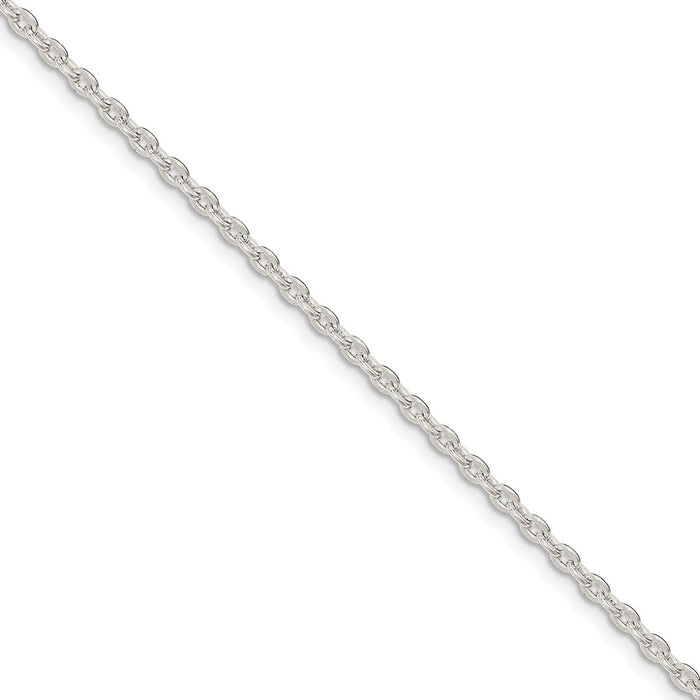Million Charms 925 Sterling Silver 2.75mm Flat Cable Chain, Chain Length: 7 inches