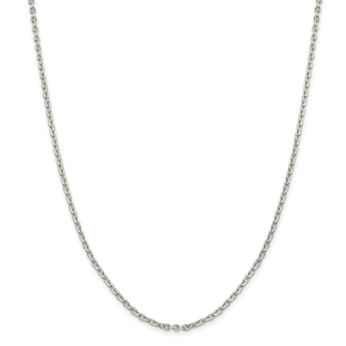 Million Charms 925 Sterling Silver 2.75mm Flat Cable Chain, Chain Length: 18 inches