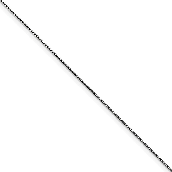 Million Charms 925 Sterling Silver Ruthenium-plated .75mm Twisted Tight Wheat Chain, Chain Length: 7 inches