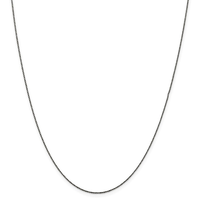 Million Charms 925 Sterling Silver Ruthenium-plated .75mm Twisted Tight Wheat Chain, Chain Length: 18 inches