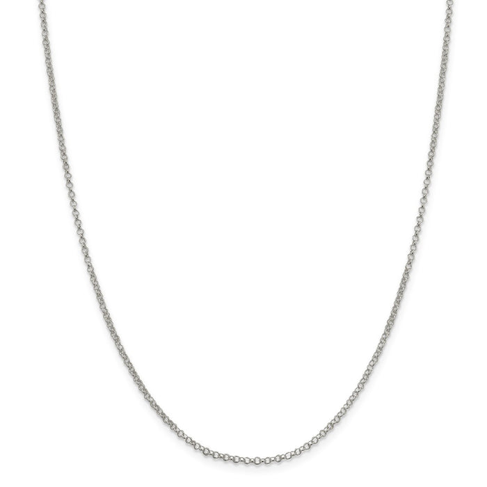 Million Charms 925 Sterling Silver 2mm Rolo Chain, Chain Length: 36 inches