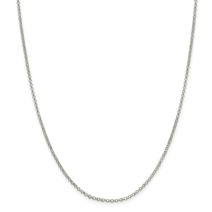 Million Charms 925 Sterling Silver 2mm Rolo Chain, Chain Length: 16 inches