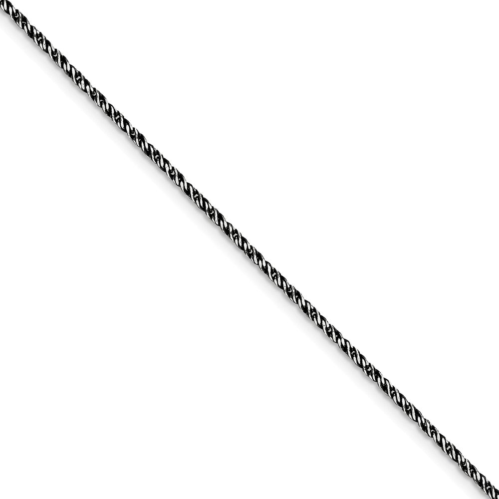 Million Charms 925 Sterling Silver Ruthenium-plated 1.7mm Twisted Tight Wheat Chain, Chain Length: 7 inches