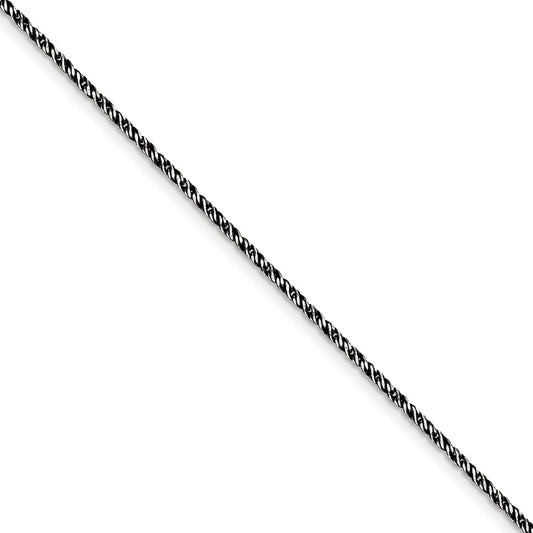 Million Charms 925 Sterling Silver Ruthenium-plated 1.7mm Twisted Tight Wheat Chain, Chain Length: 7 inches