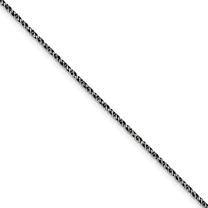 Million Charms 925 Sterling Silver Ruthenium-plated 1.7mm Twisted Tight Wheat Chain, Chain Length: 7 inches