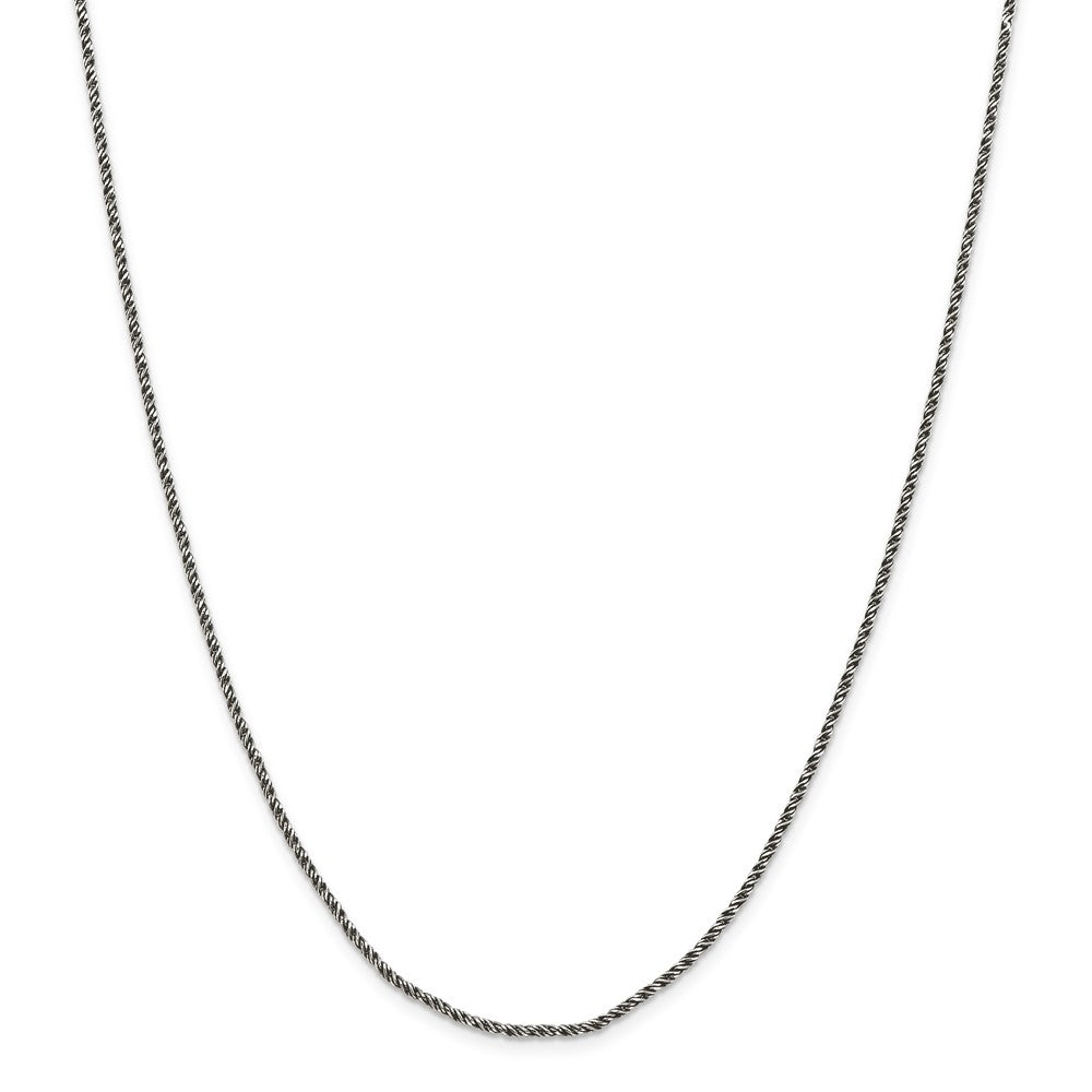 Million Charms 925 Sterling Silver Ruthenium-plated 1.7mm Twisted Tight Wheat Chain, Chain Length: 24 inches